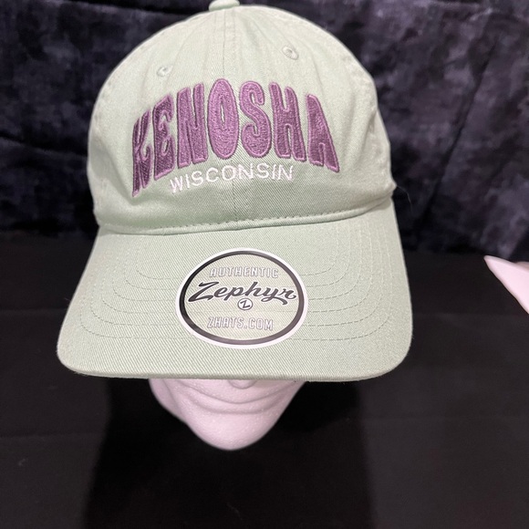 Kenosha Wisconsin Green & Purple Baseball Hat w Buckleback NWT by Zephyr ZHat - Picture 2 of 9
